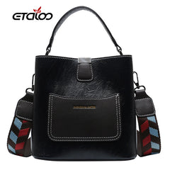 Female Tote Bucket Bag High PU Leather Shoulder Messenger Bag