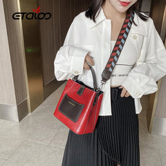 Female Tote Bucket Bag High PU Leather Shoulder Messenger Bag