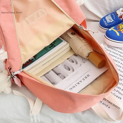 5-Pc Female Travel Backpack Set for Teen Girls Women School Laptop Shoulder Bags