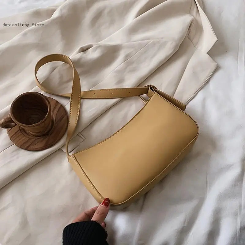 Women's Small PU Leather Shoulder Bags - Solid Travel Totes