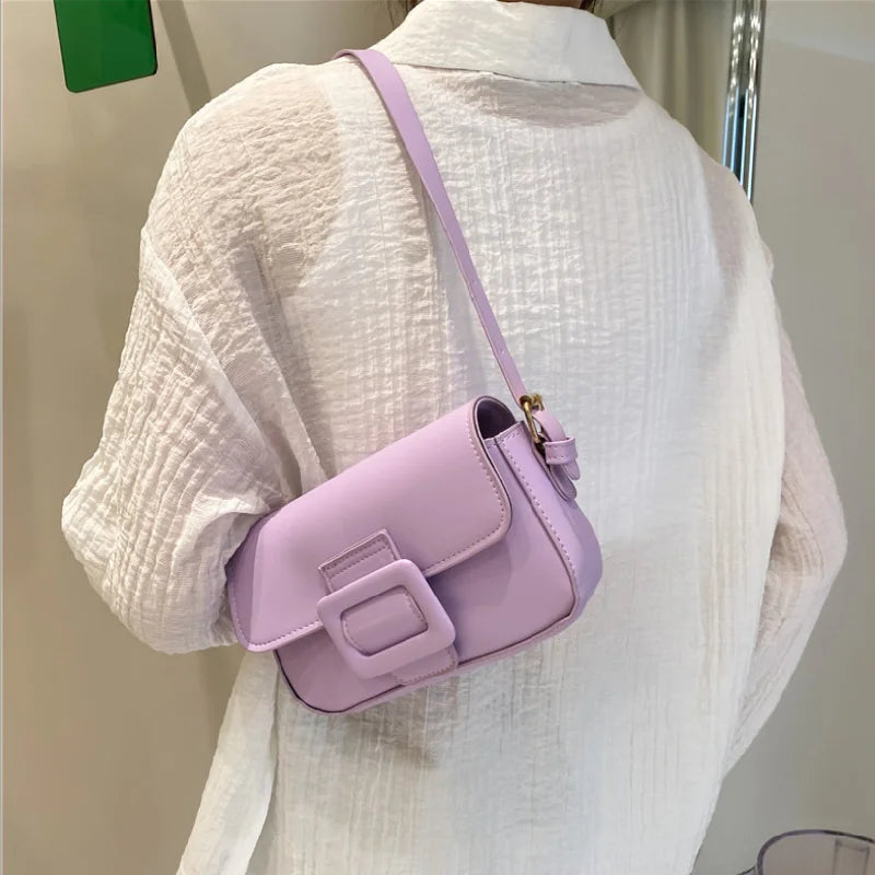 Female Underarm Bag Solid Mini Square Bag Portable Shoulder Bags