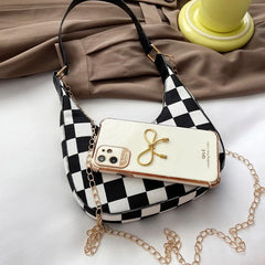 Vintage Plaid Printing Shoulder Bag Casual Women Handbag