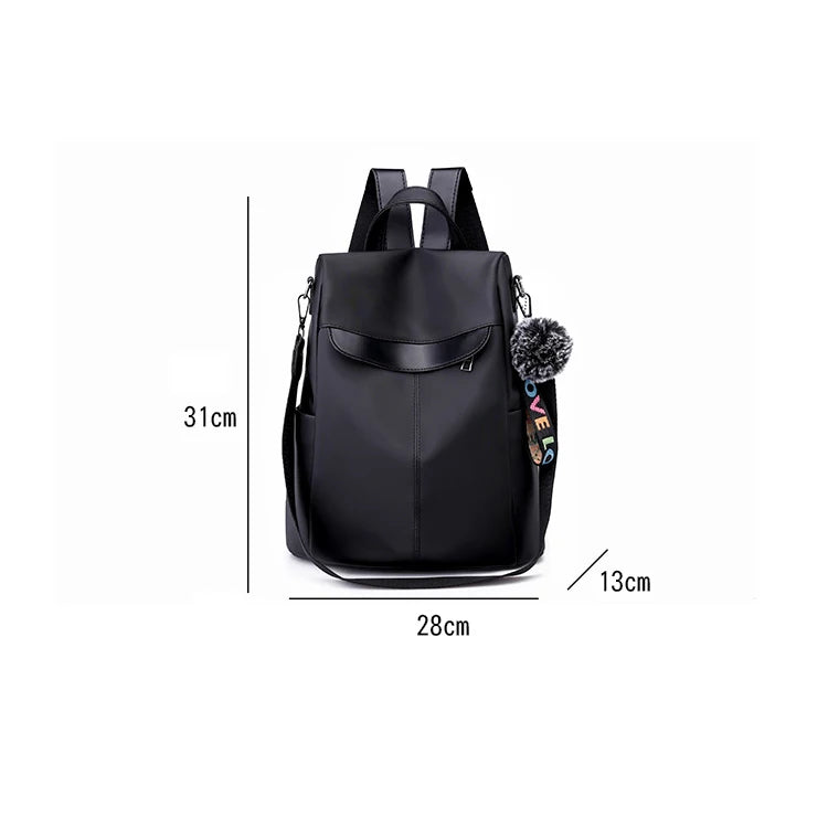 Khaki Waterproof Oxford Cloth Backpack for Women