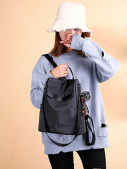 Khaki Waterproof Oxford Cloth Backpack for Women