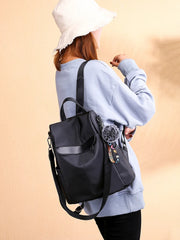 Khaki Waterproof Oxford Cloth Backpack for Women