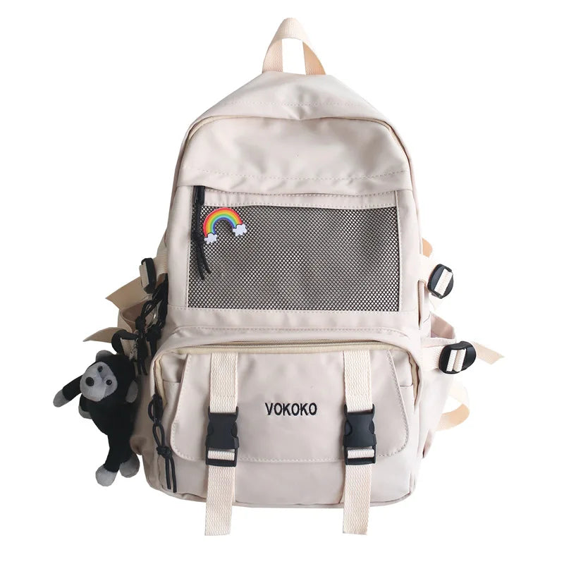 Waterproof Nylon School Backpack For Girls Women Travel Backpack