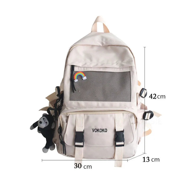 Waterproof Nylon School Backpack For Girls Women Travel Backpack