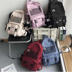 Waterproof Nylon School Backpack For Girls Women Travel Backpack