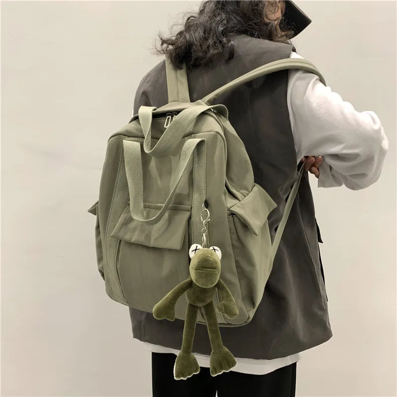 Women Waterproof Nylon School Backpack College Student Bookbag Laptop Bag