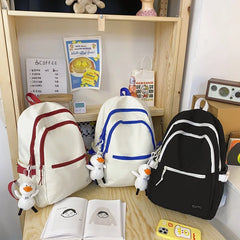 Girl's College Backpack with Laptop Compartment and Duck Doll