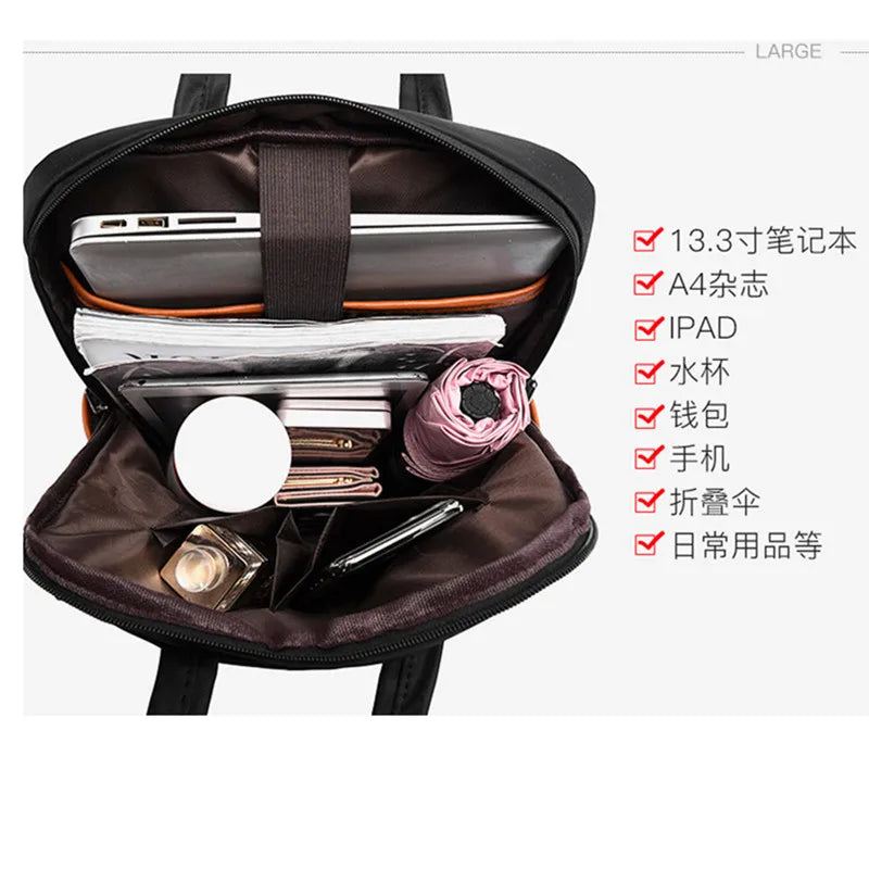 Women School Backpack College Student Bookbag Laptop Bag 13.3 Inch Anti Theft