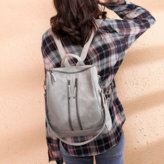 Women Leather Backpack Minimalist Travel Shoulder Bag