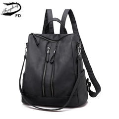 Women Leather Backpack Minimalist Travel Shoulder Bag