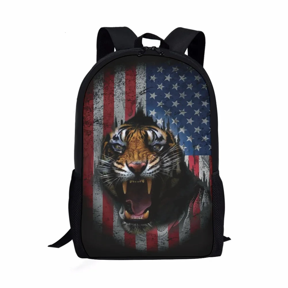 Lion Wolf Dog Animal Print Schoolbag for Kids