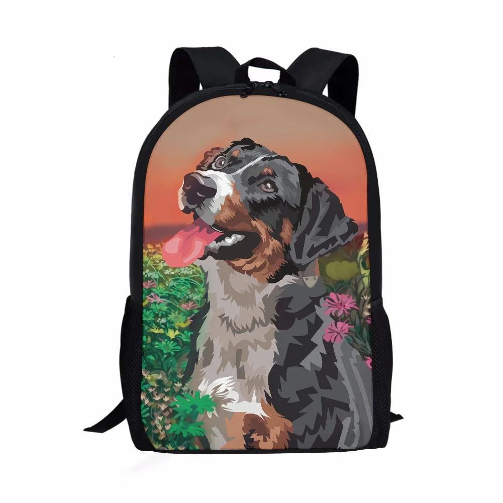 Lion Wolf Dog Animal Print Schoolbag for Kids