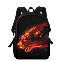 Wolf Print School Backpack Kids Boys Girls Shoulder Bag Set