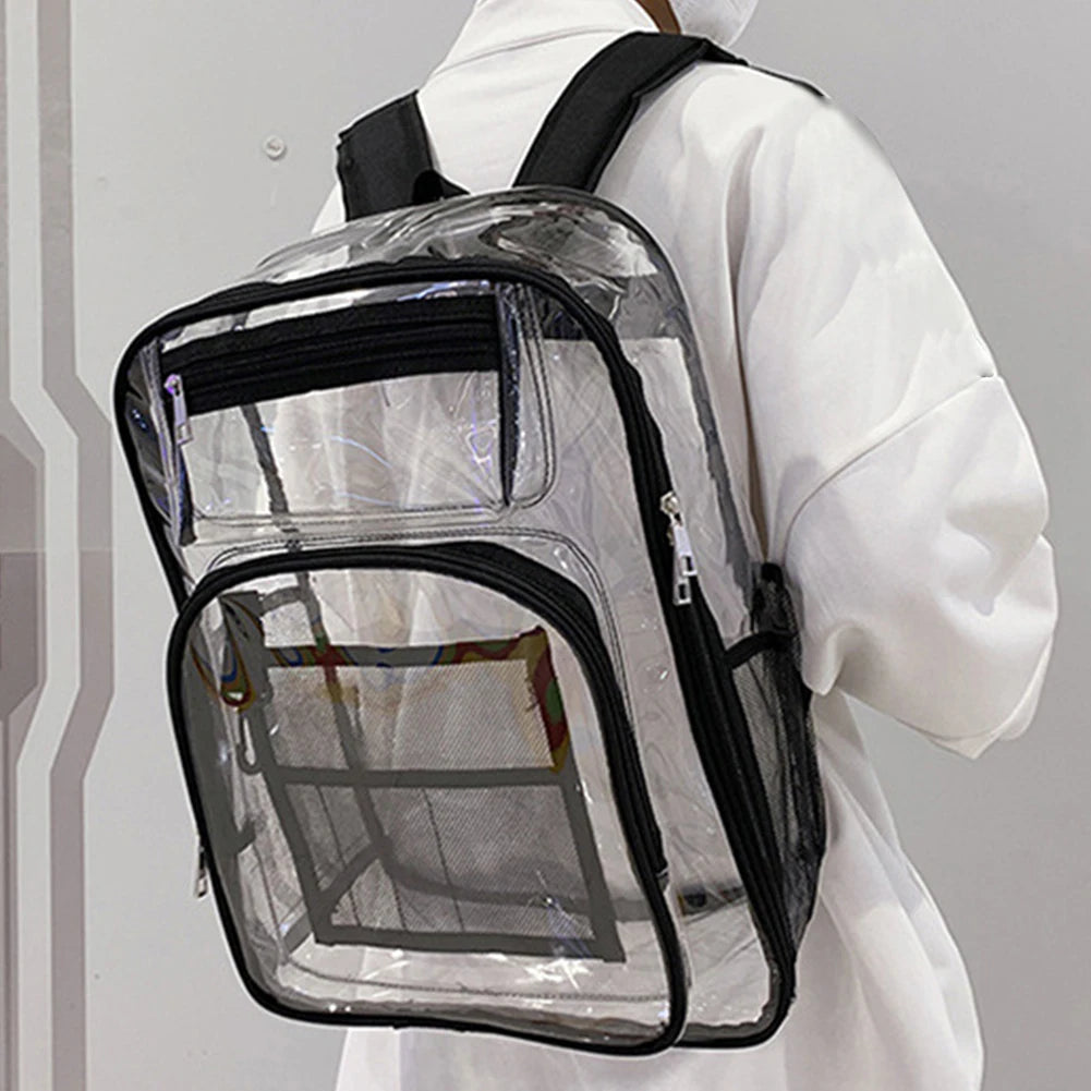 Clear Security Backpack PVC Waterproof Adjustable Straps