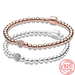 925 Silver Rose Buckle Beaded Pav? Bracelet for Her