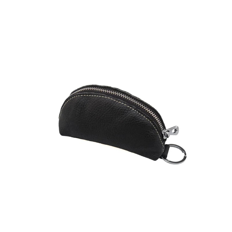 Leather Key Covers Vintage Zipper Key Case Unisex Key Holder