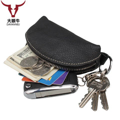Leather Key Covers Vintage Zipper Key Case Unisex Key Holder