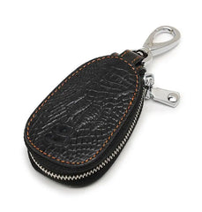 Cowhide Car Remote Key Bag Universal Leather Crocodile Zipper Anti Loss Key Case