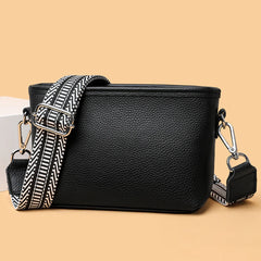 1st Layer Cowhide Female Messenger Bag with Wide Strap