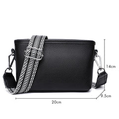 1st Layer Cowhide Female Messenger Bag with Wide Strap