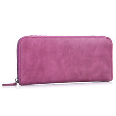 Vintage Women Zipper Purse Oil Waxing Leather Wallets