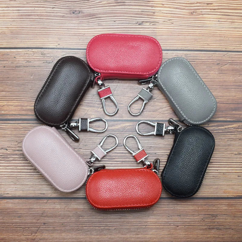 Leather Car Key Bag Keychain Pouch Keys Holder