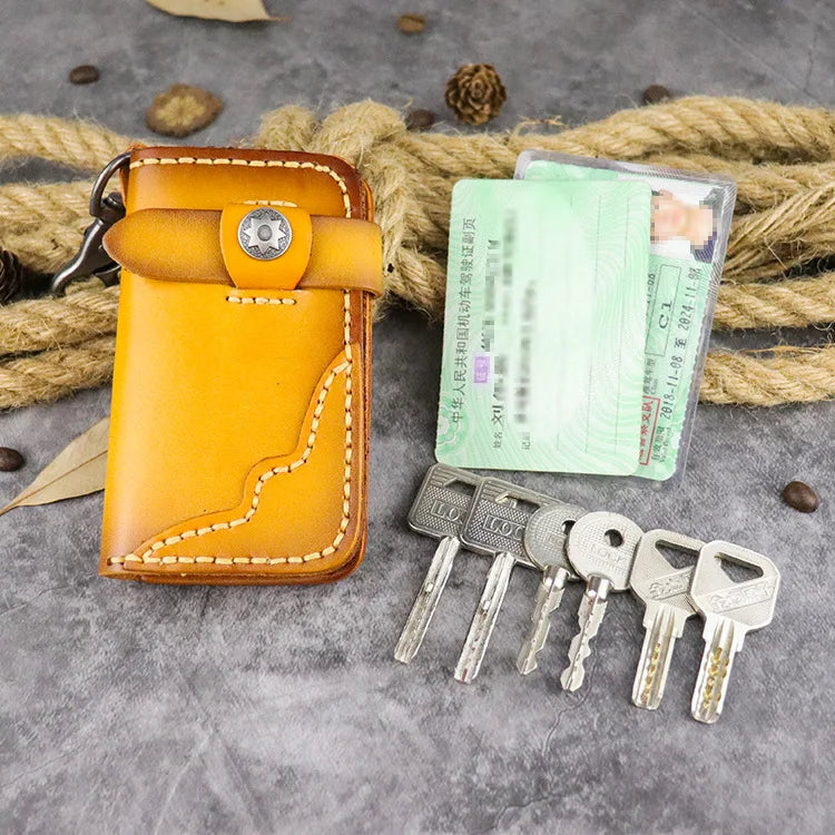 Veg-taned Leather Key Wallet Purse Keychain Key Cases Keychain Pouches
