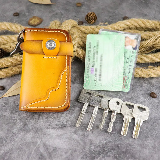 Veg-taned Leather Key Wallet Purse Keychain Key Cases Keychain Pouches