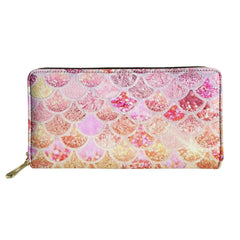 Fish Scales Pattern Art Long Wallets Zipper Phone Bag