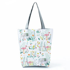 Flamingo Women's Tote Bag Reusable Grocery Foldable Shoulder Bag Eco Shopping