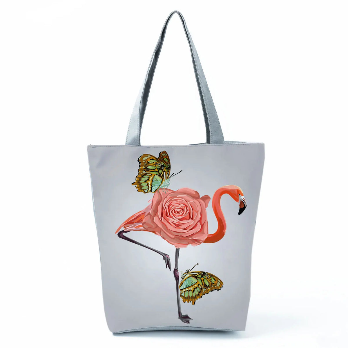 Flamingo Rose Butterfly Print Women's Handbag Soft School Bag Travel