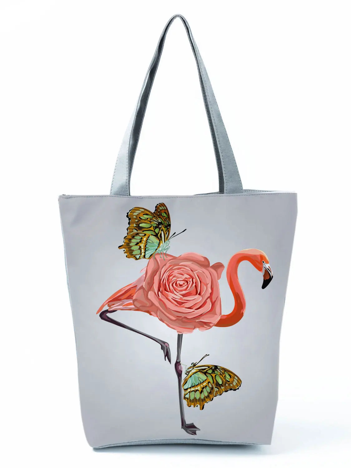 Flamingo Rose Butterfly Print Women's Handbag Soft School Bag Travel