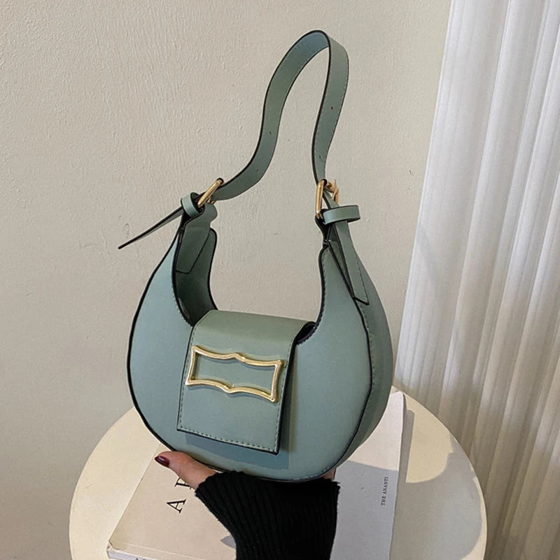 Half-moon PU Leather Shoulder Bag for Women