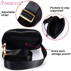 Plush Waist Bag Zip Pocket Adjustable Strap for Sports