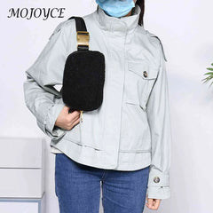 Plush Waist Bag Zipper Pocket Women Waist Belt Bag for Outdoor Sports