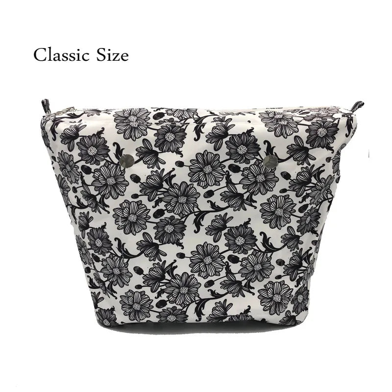 Floral Border Mini Lining Colorful Print Inner Zipper Pocket O bag insert