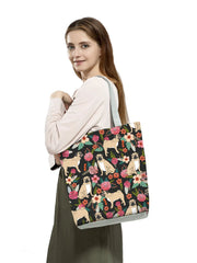 Floral Print Women Tote Handbag Shoulder Bag Reusable Shopping Bags
