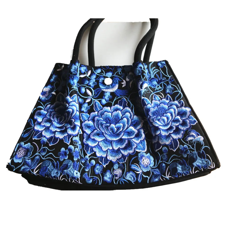 Vintage Embroidered Canvas Shoulder Bag Women Handbag