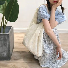 Floral Embroidery Lace Shoulder Bags Canvas Handbags