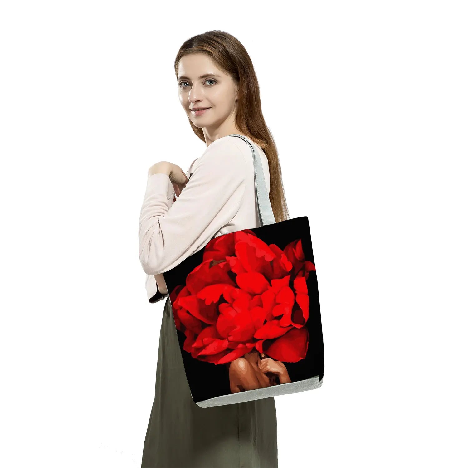 Floral Feathers Abstract Painting Tote Bag