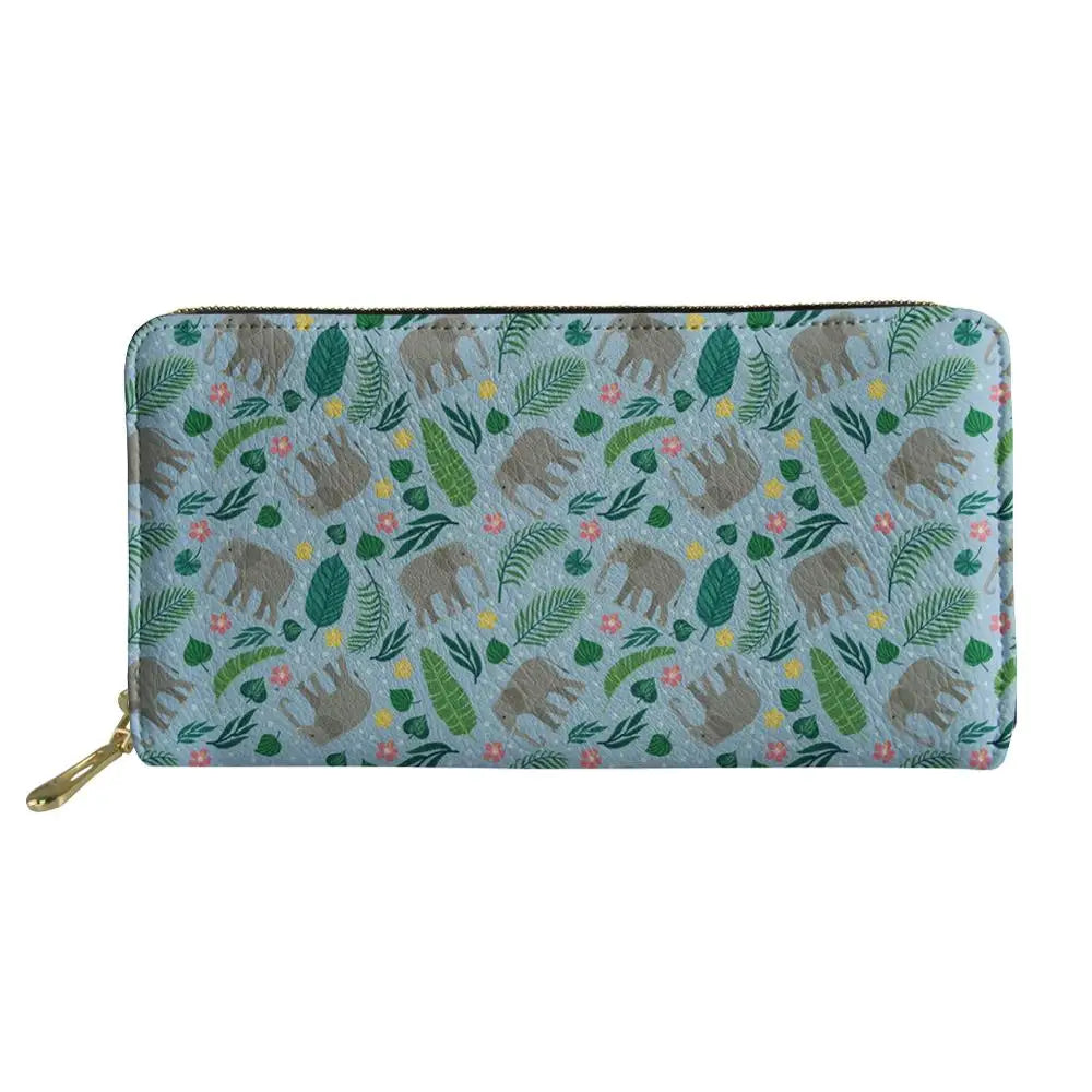 Floral Kitty Print Wallet 3D Printed Dog Animals Purse Long Wallet PU Handbag