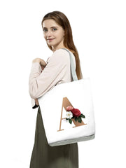 Floral Letter Shopping Bags Large Handbags Shoulder Canvas Tote