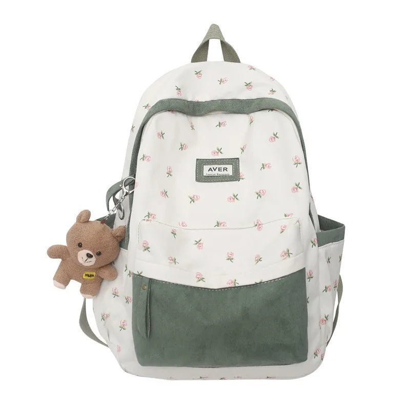 Floral Pattern Waterproof Backpack Women's Bag Large Capacity Schoolbag