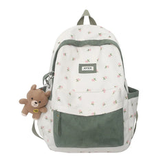 Floral Pattern Waterproof Backpack Women's Bag Large Capacity Schoolbag
