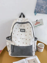 Floral Pattern Waterproof Backpack Women's Bag Large Capacity Schoolbag