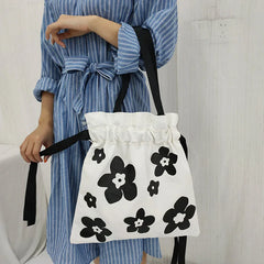 Floral Print Vintage Shoulder Bag Women Cross Body Canvas Totes Bag
