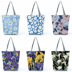 Floral Printed High Capacity Women Shoulder Bag Eco Friendly Tote